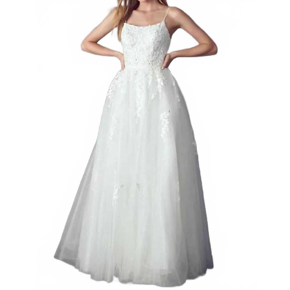 NEW JULIET floral applique a-line wedding gown in white